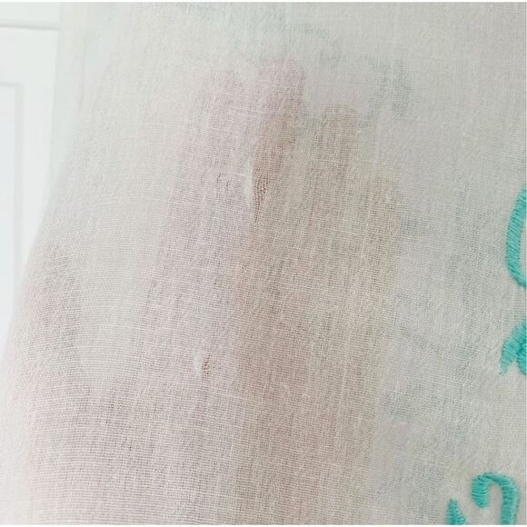 Piccola Bella Linen Button Front Blue Embroidery Shirt Cover-Up Women’s Size - M - Picture 8 of 9